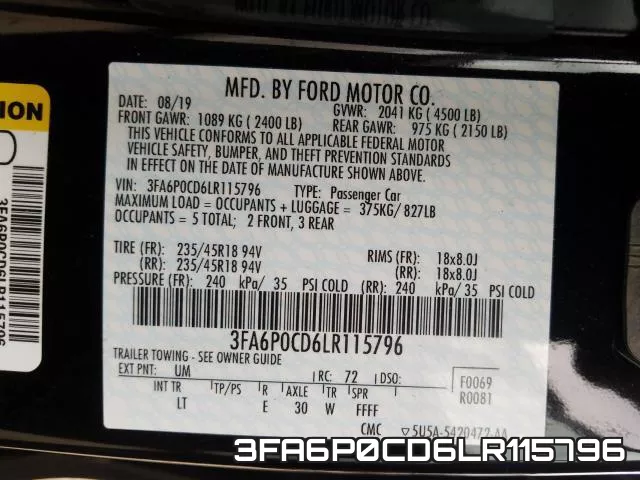 3FA6P0CD6LR115796 фото 2