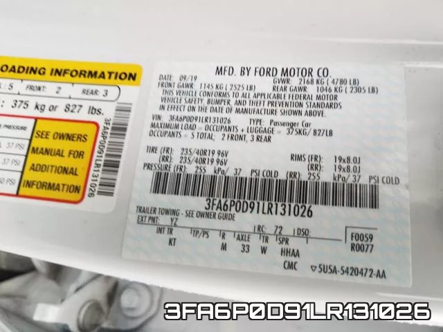 3FA6P0D91LR131026 фото 2