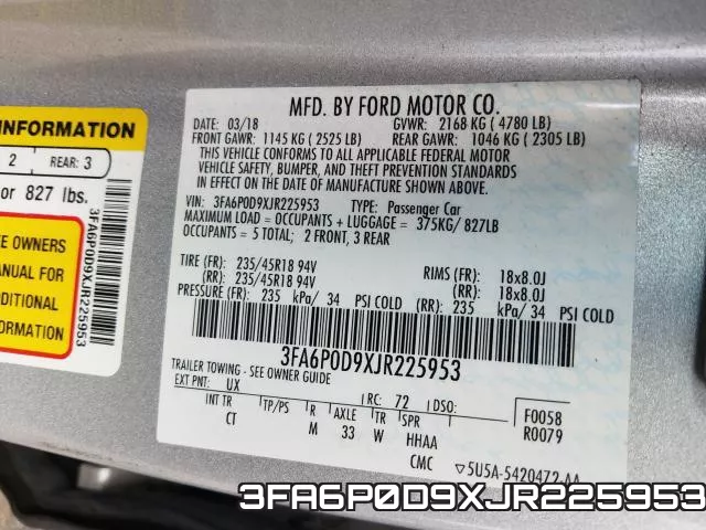 3FA6P0D9XJR225953 фото 2