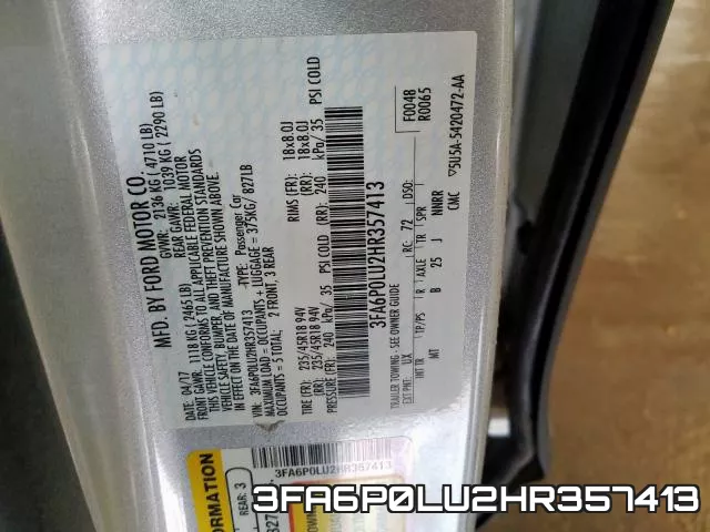 3FA6P0LU2HR357413 фото 2