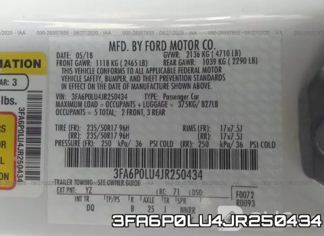 3FA6P0LU4JR250434 фото 10