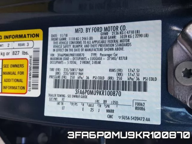 3FA6P0MU9KR100870 фото 2