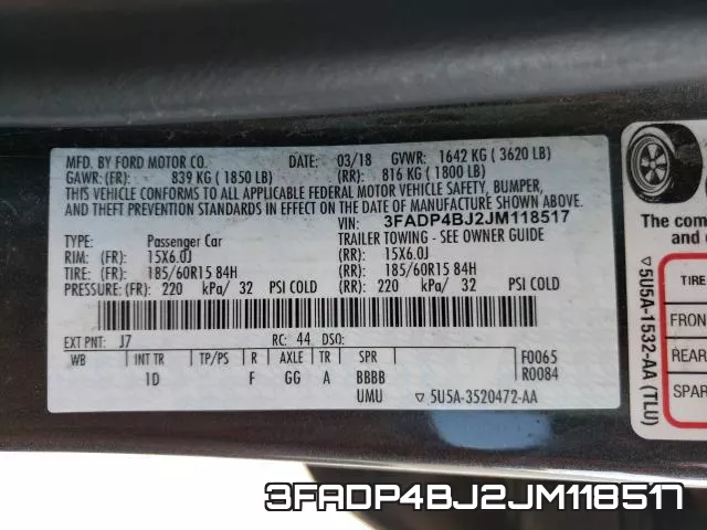 3FADP4BJ2JM118517 фото 2