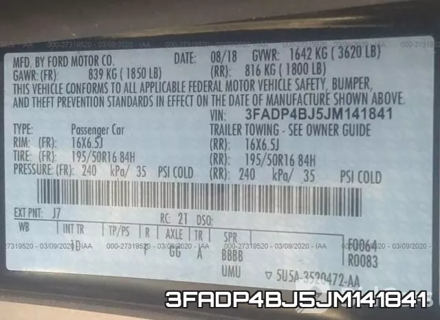 3FADP4BJ5JM141841 фото 10