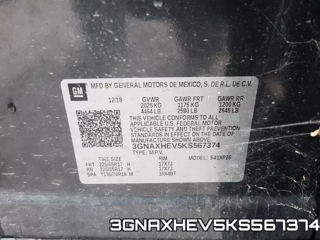 3GNAXHEV5KS567374 фото 2