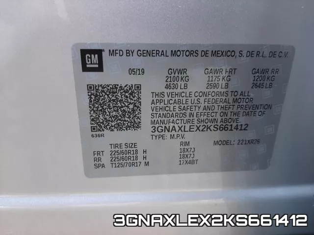 3GNAXLEX2KS661412 фото 2