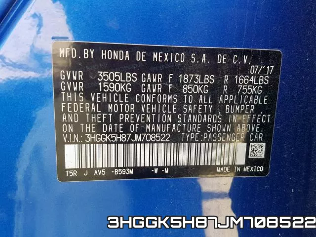 3HGGK5H87JM708522 фото 2