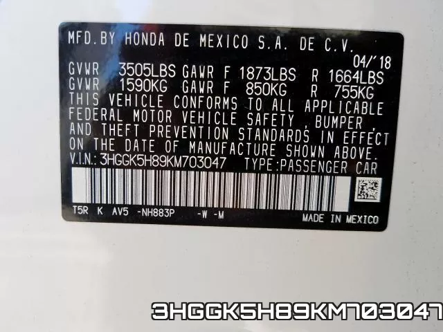3HGGK5H89KM703047 фото 2