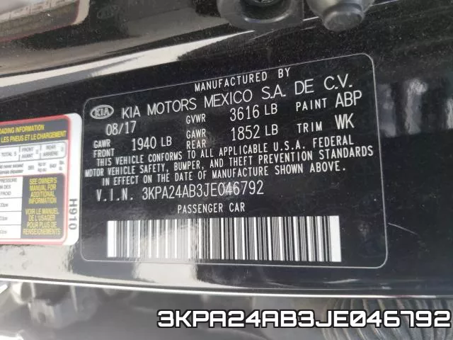 3KPA24AB3JE046792 фото 2