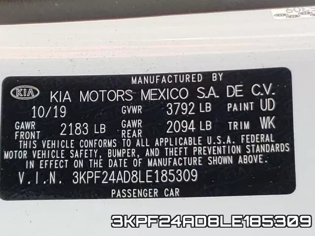 3KPF24AD8LE185309 фото 2