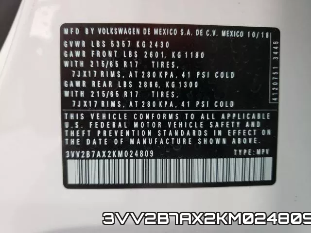 3VV2B7AX2KM024809 фото 2