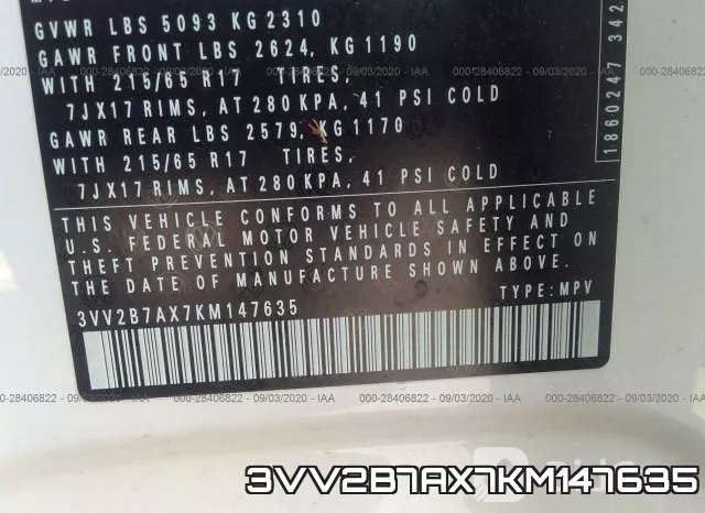 3VV2B7AX7KM147635 фото 9
