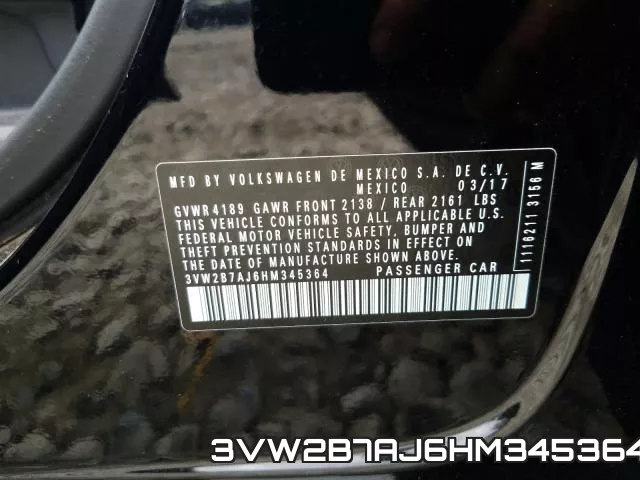 3VW2B7AJ6HM345364 фото 2