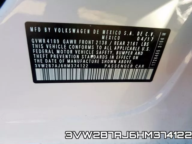 3VW2B7AJ6HM374122 фото 2