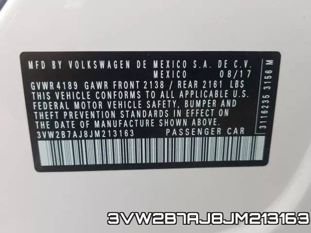 3VW2B7AJ8JM213163 фото 2
