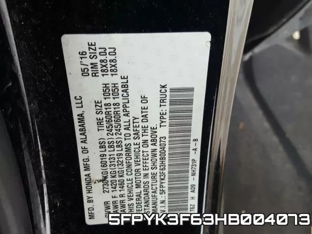 5FPYK3F63HB004073 фото 2
