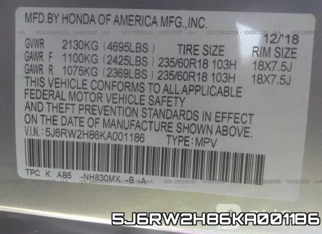 5J6RW2H86KA001186 фото 10