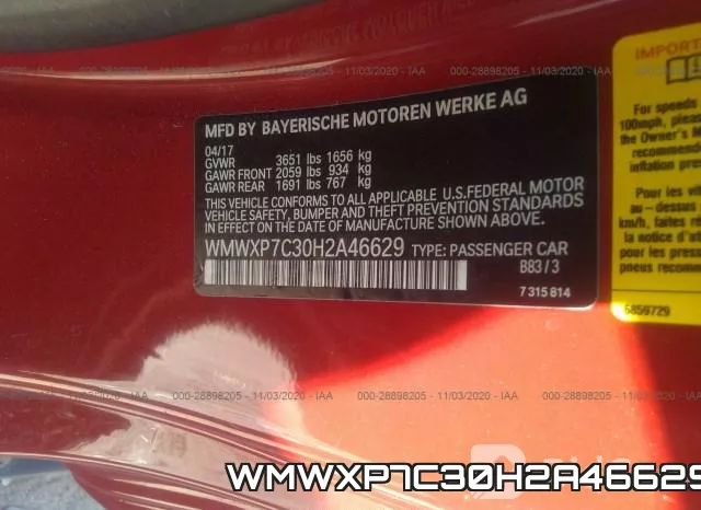WMWXP7C30H2A46629 фото 10