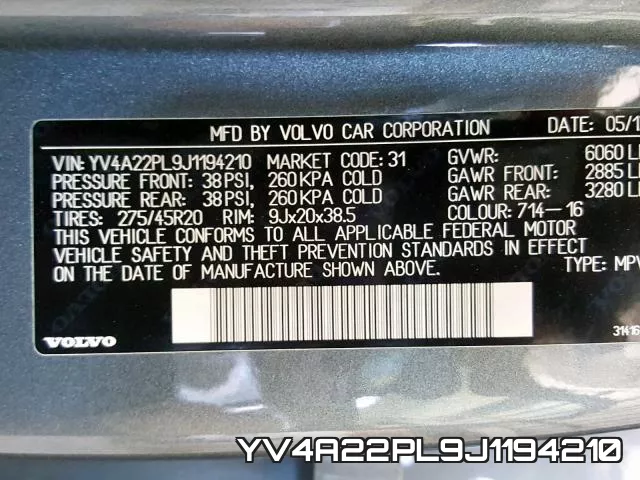 YV4A22PL9J1194210 фото 2