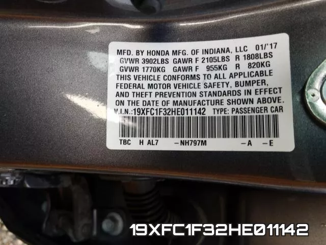19XFC1F32HE011142 фото 2