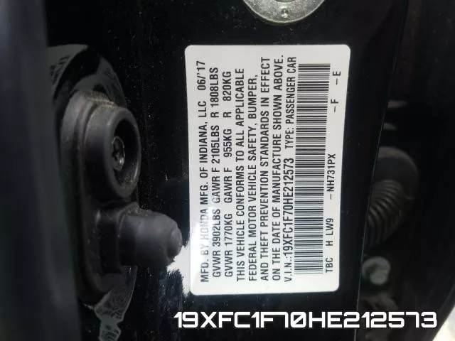 19XFC1F70HE212573 фото 2