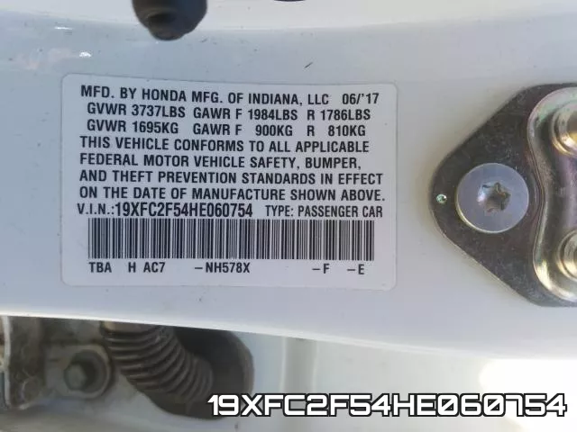 19XFC2F54HE060754 фото 2