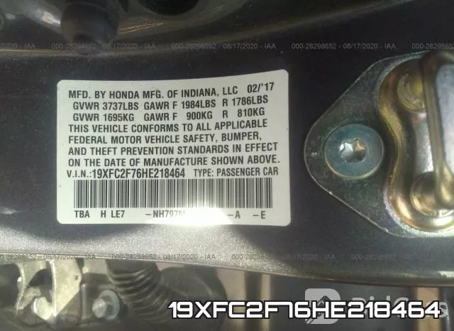 19XFC2F76HE218464 фото 9