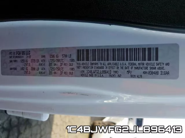 1C4BJWFG2JL896413 фото 2