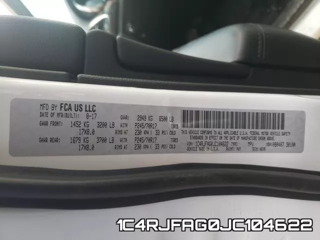 1C4RJFAG0JC104622 фото 2