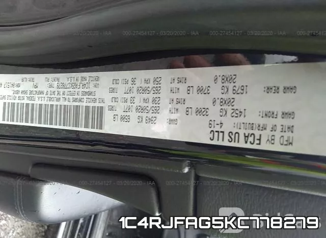 1C4RJFAG5KC778279 фото 10