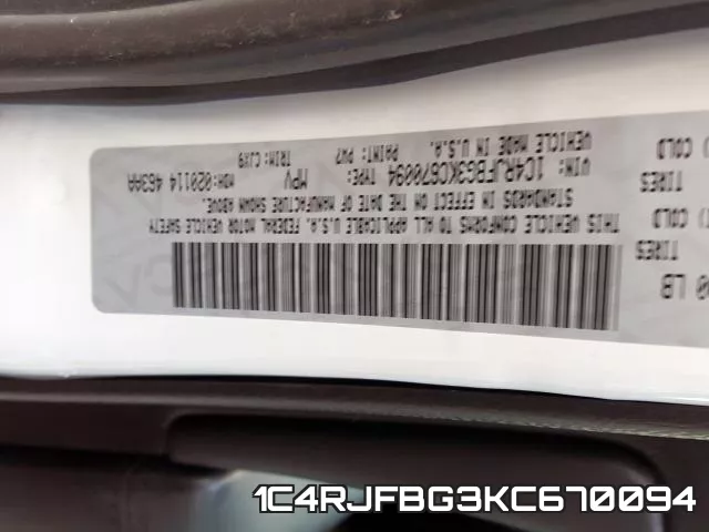 1C4RJFBG3KC670094 фото 2