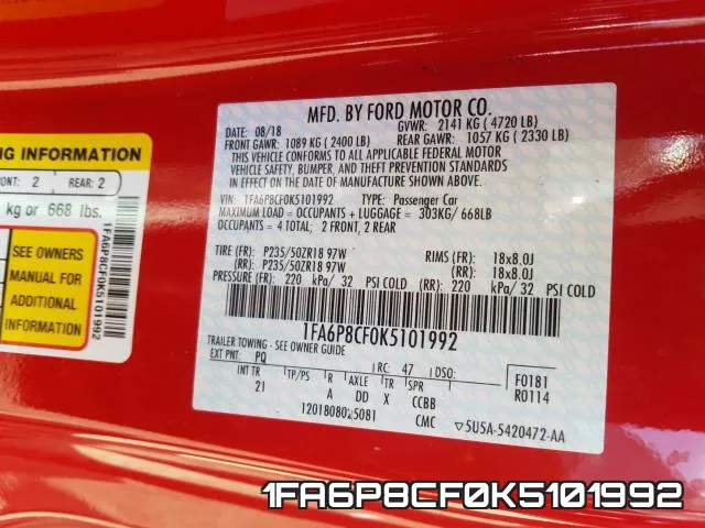 1FA6P8CF0K5101992 фото 2