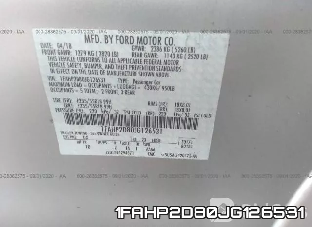 1FAHP2D80JG126531 фото 10