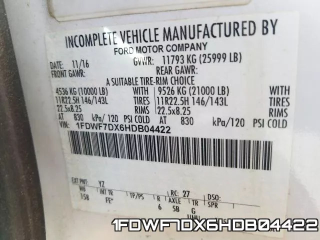 1FDWF7DX6HDB04422 фото 2