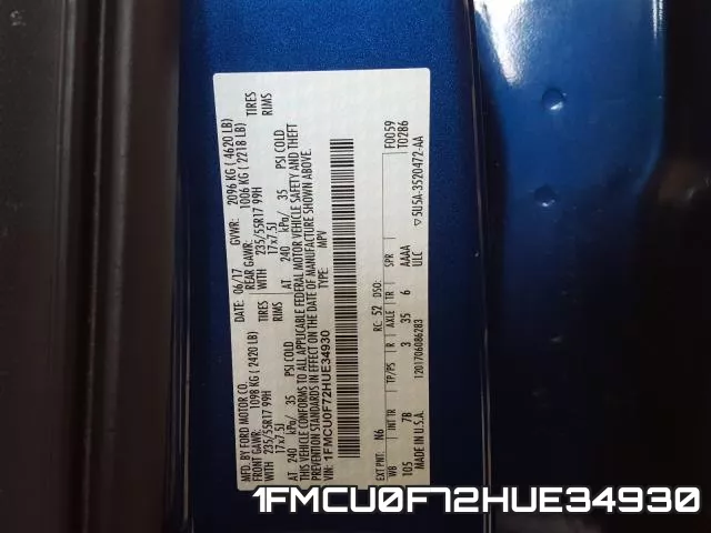 1FMCU0F72HUE34930 фото 2