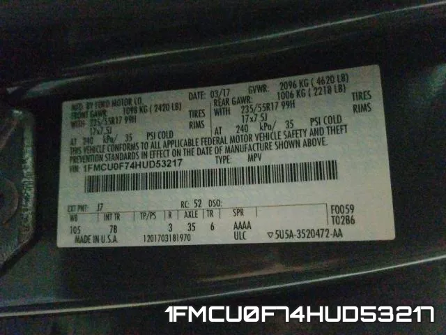 1FMCU0F74HUD53217 фото 2