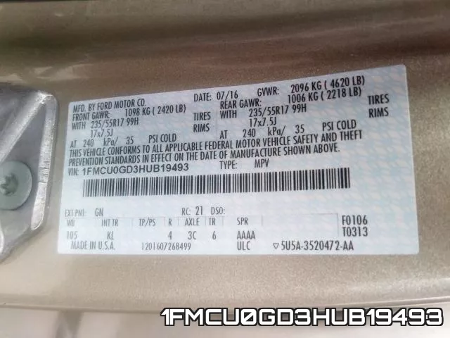 1FMCU0GD3HUB19493 фото 2
