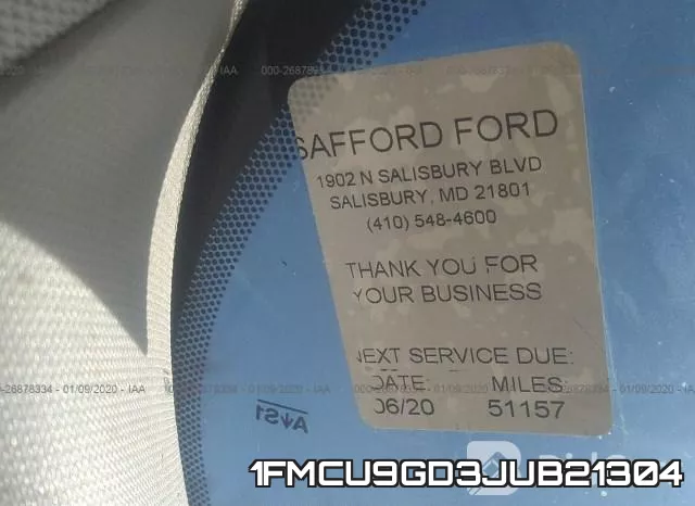 1FMCU9GD3JUB21304 фото 8