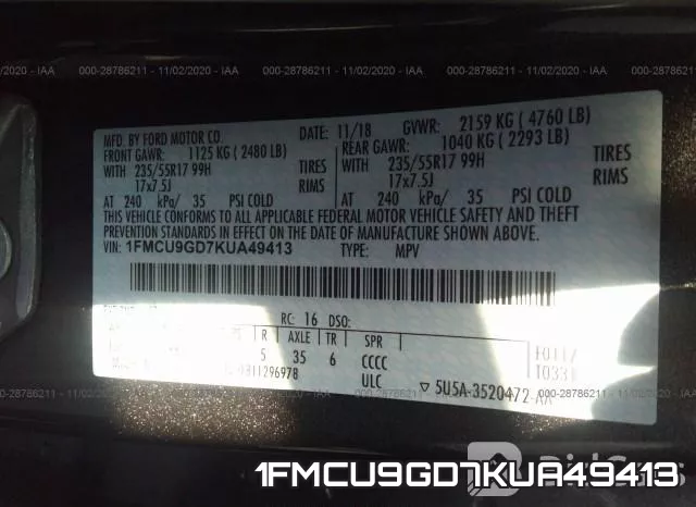 1FMCU9GD7KUA49413 фото 10