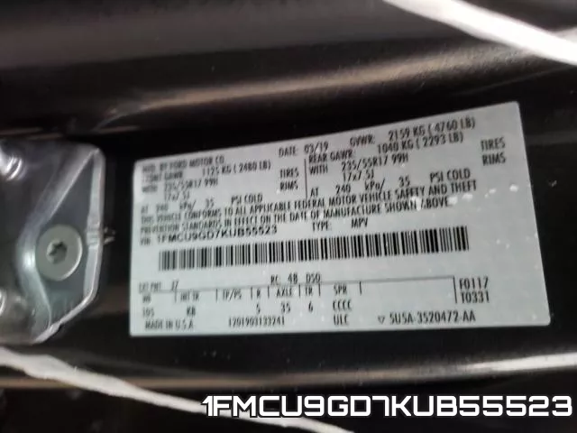 1FMCU9GD7KUB55523 фото 2