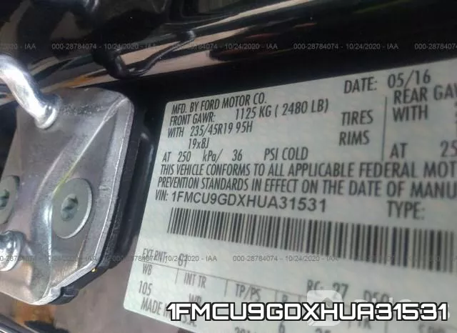 1FMCU9GDXHUA31531 фото 10