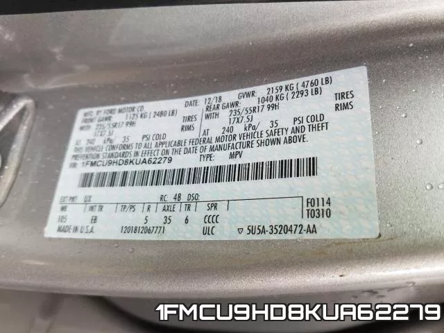 1FMCU9HD8KUA62279 фото 2