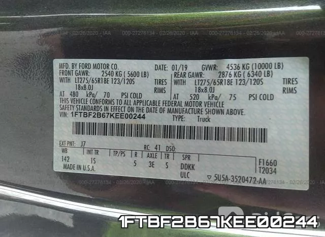 1FTBF2B67KEE00244 фото 10