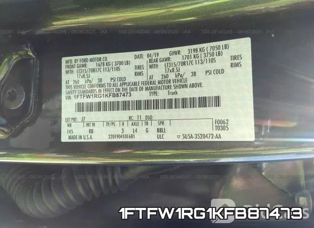 1FTFW1RG1KFB87473 фото 10