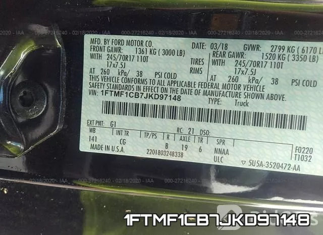1FTMF1CB7JKD97148 фото 10