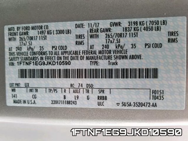 1FTNF1EG9JKD10590 фото 2