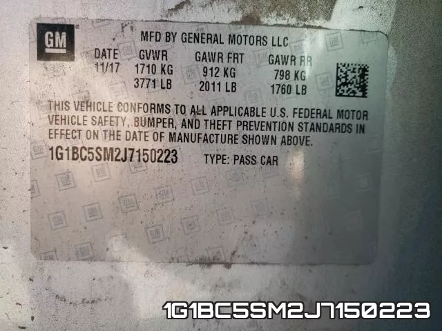 1G1BC5SM2J7150223 фото 2