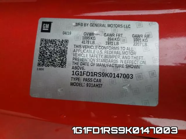 1G1FD1RS9K0147003 фото 2