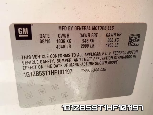 1G1ZB5ST1HF101197 фото 2
