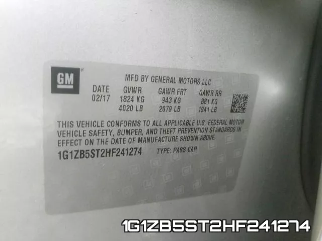 1G1ZB5ST2HF241274 фото 2